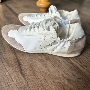 Tory Burch vintage double T calf leather trainers sneakers shoes new in box 7.5